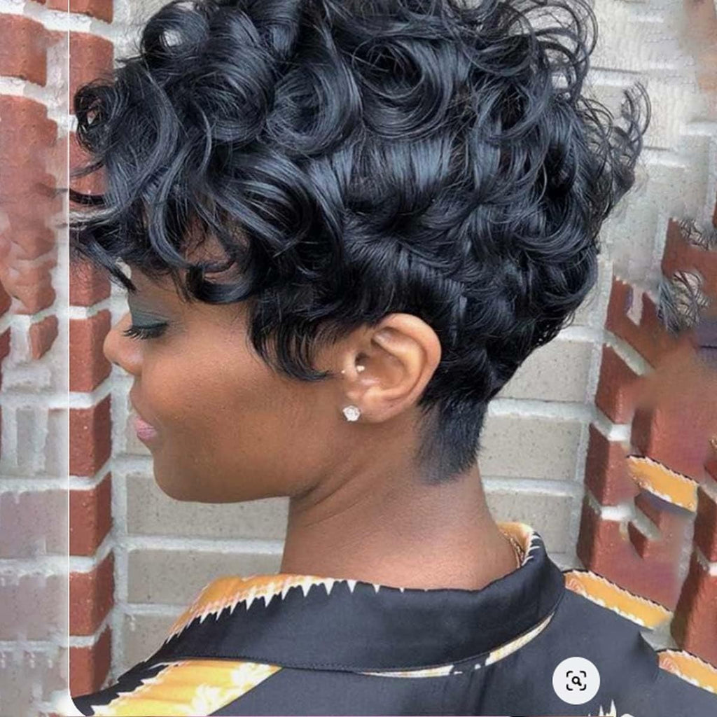 Flandi Human Hair Short Pixie Cut Wigs for Black Women, Glueless, Pre-Plucked...