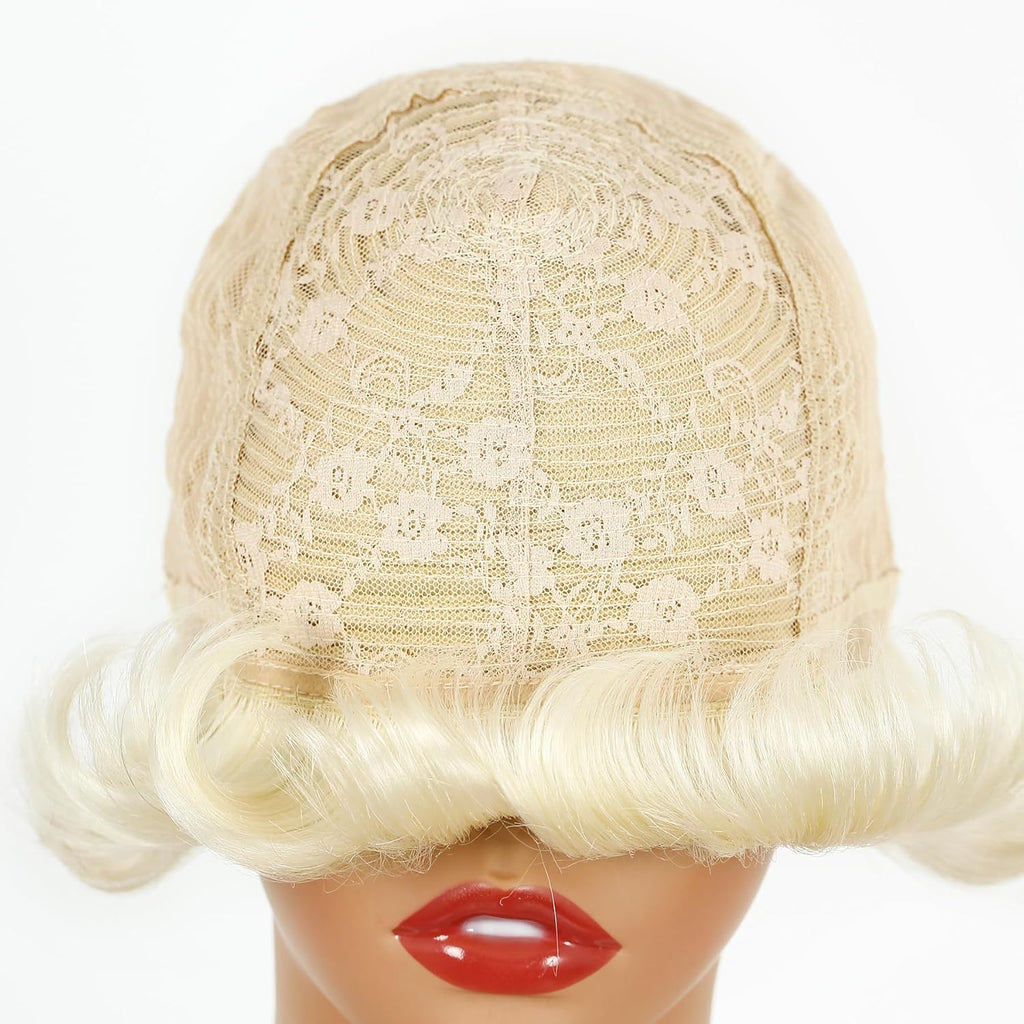 Human Hair Pixie Cut Wigs for Black Women with Bangs Human Hair Wigs for Black Women with Natural Color Glueless Wigs Human Hair Layered Short Bob Wig Human Hair (Blonde)