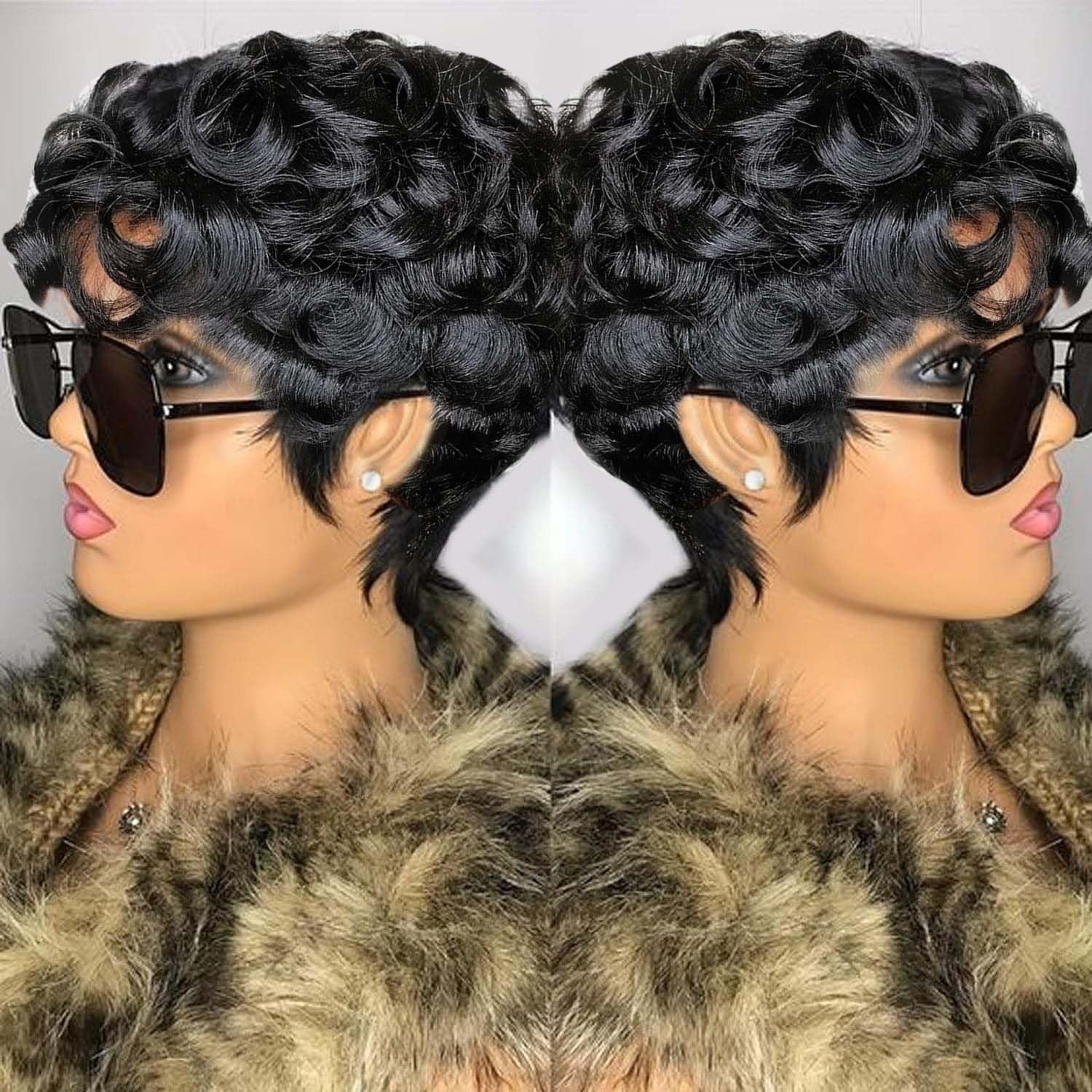 Flandi Human Hair Short Pixie Cut Wigs for Black Women, Glueless, Pre-Plucked...