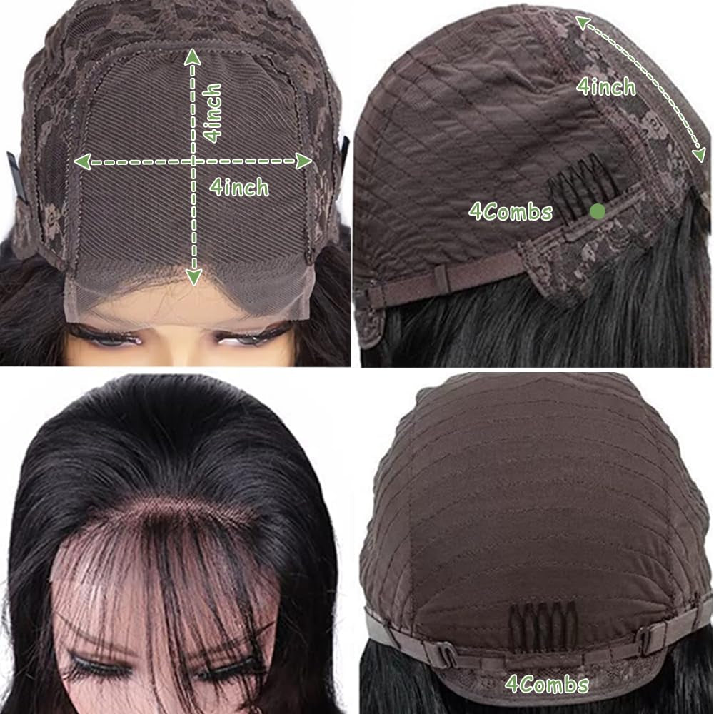 Kinky Curly Lace Front Wigs Human Hair 28 Inch Curly Wigs Human Hair 4X4 Lace Closure Kinky Curly Wigs Bleached Knots Middle Part Natural Black Color Pre Plucked with Natural Hairline