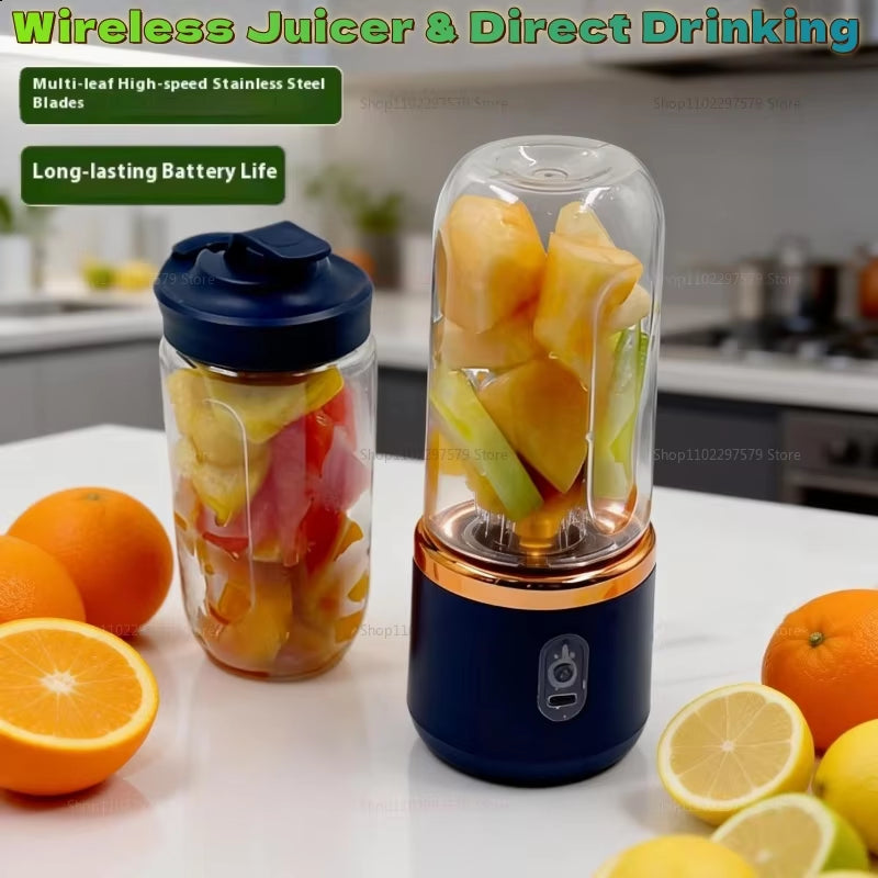 Double Cup Portable Blender USB Juicer Fruit Mixer for Smoothies Milkshakes and Juices Compact Food Processor Orange Juicer