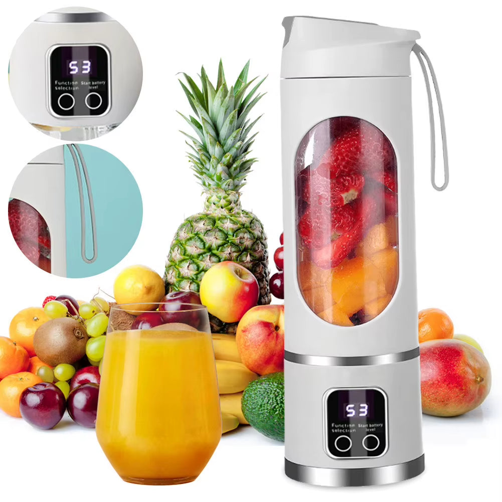 450Ml Portable Juicer Electric Juicer Cup USB Rechargeable Mini Electric Juicer with 8 Blades for Home Office Travel