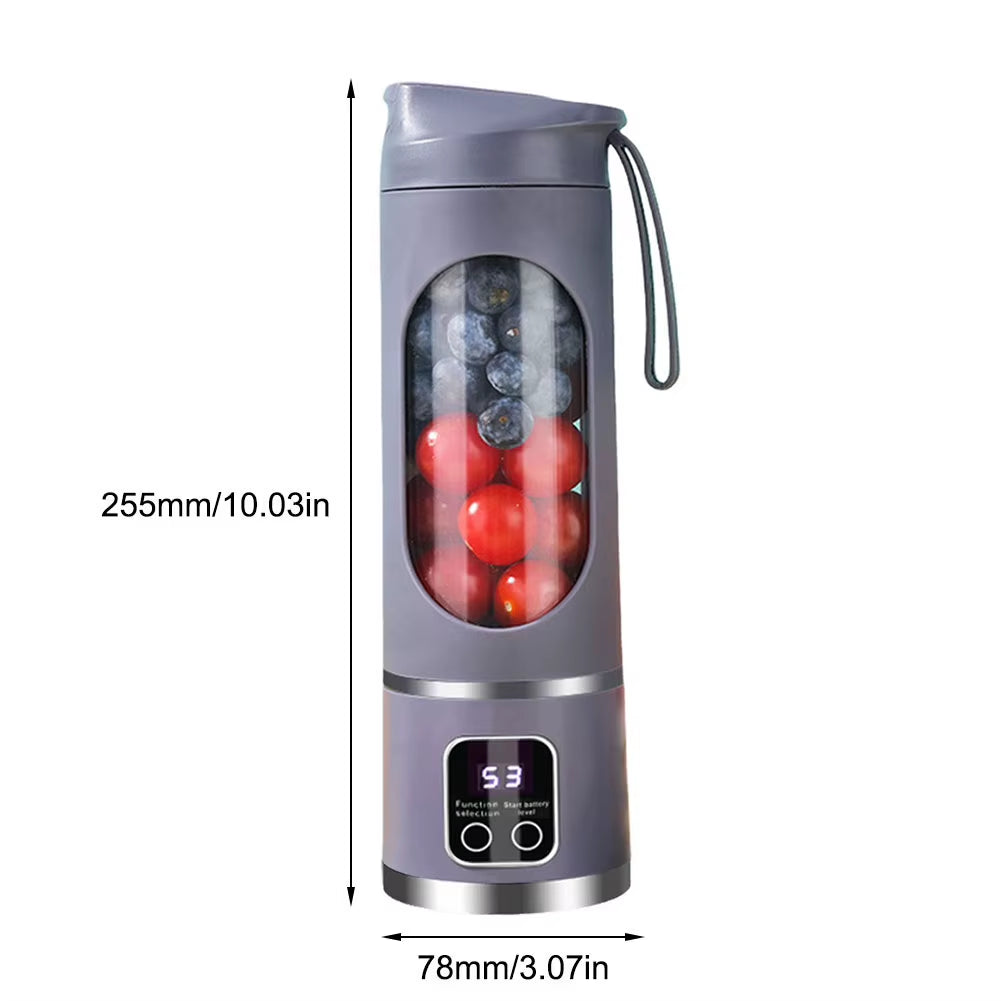 450Ml Portable Juicer Electric Juicer Cup USB Rechargeable Mini Electric Juicer with 8 Blades for Home Office Travel