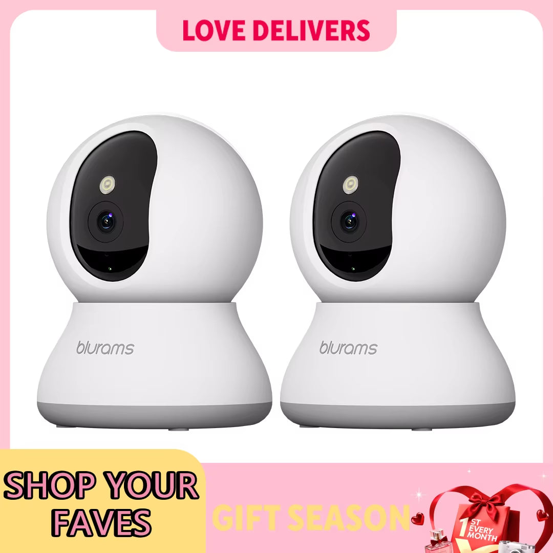 2 Pcs Blurams Indoor Security Camera 2K, Home Security Camera for Dog/Elder, Security Camera with One-Touch Call Update A31S-2Pc