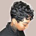 Flandi Human Hair Short Pixie Cut Wigs for Black Women, Glueless, Pre-Plucked...