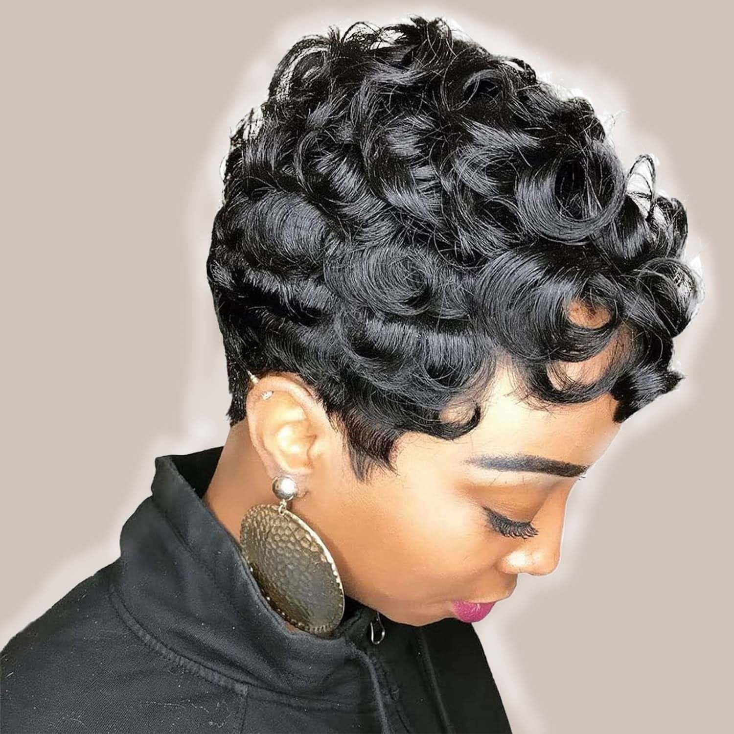 Flandi Human Hair Short Pixie Cut Wigs for Black Women, Glueless, Pre-Plucked...