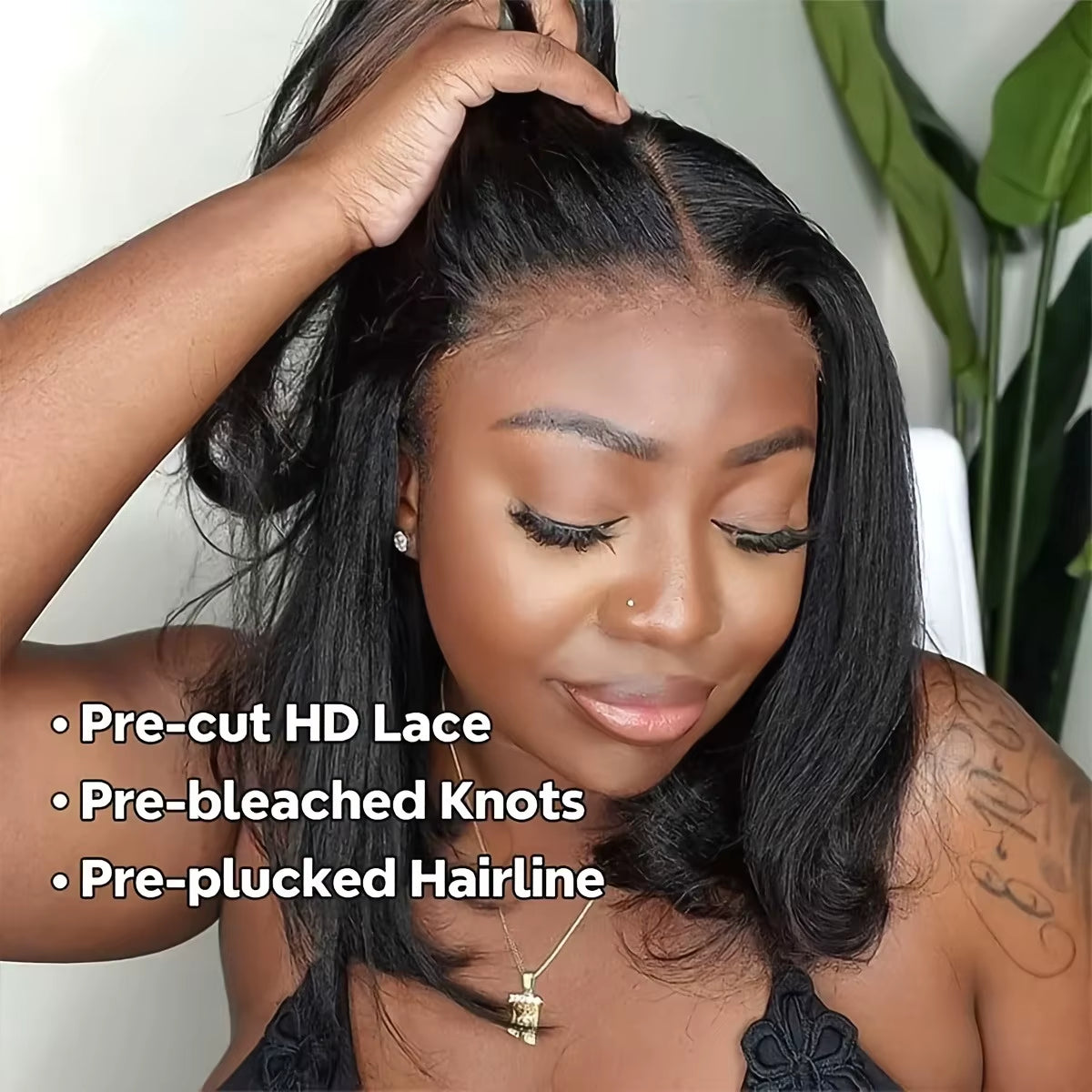 Kinky Straight 13X4 HD Lace Front Human Hair Wigs for Women Glueless Transparent Brazilian Coarse Yaki Remy Lace Frontal Wigs La