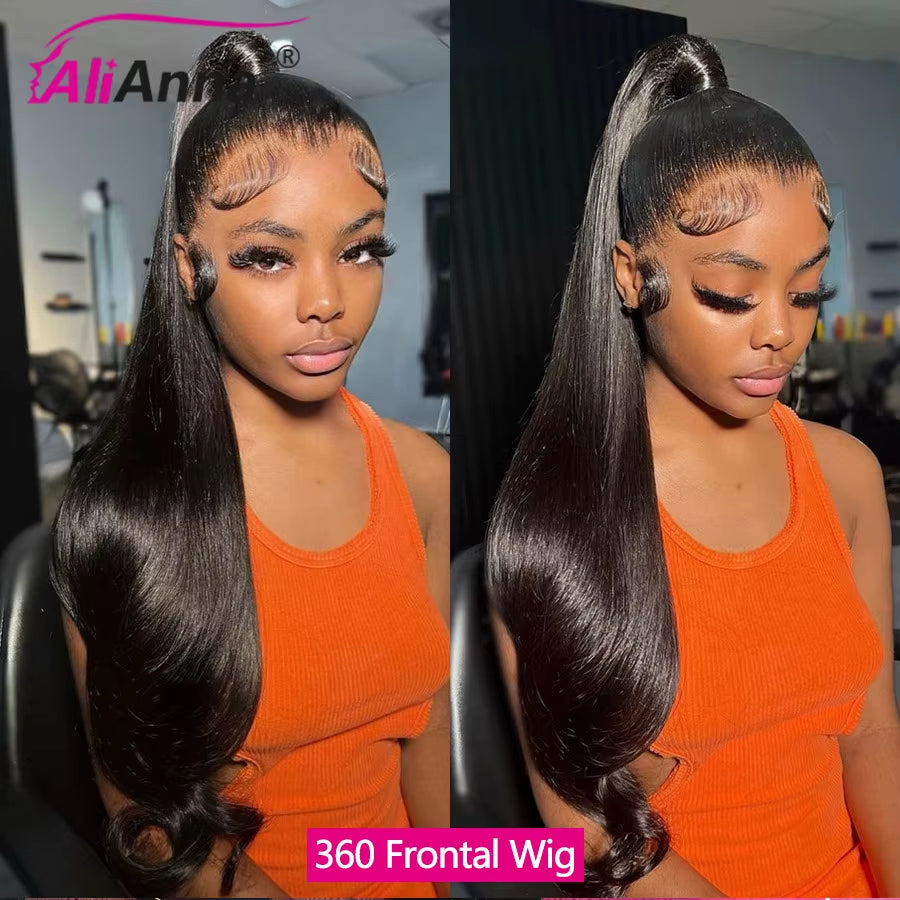 360 Full Lace Wig Human Hair Pre Plucked 13X6 Transparent Lace Front Wig 34 36 Inch Bone Straight Human Hair Wigs for Women