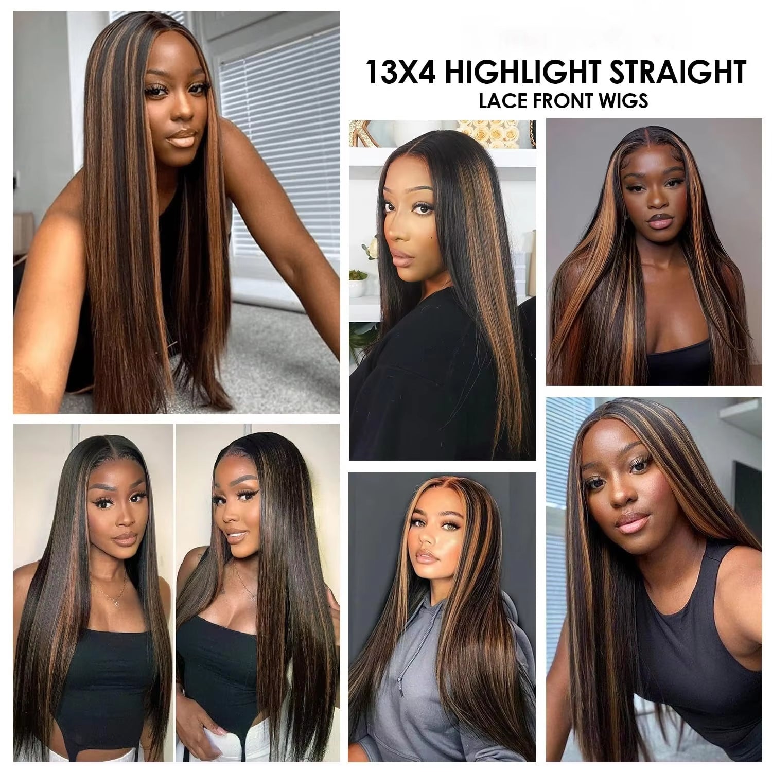 1B/30 Black and Brown Highlights Bone Straight 13X4 HD Lace Front Human Hair Wigs Brazilian Ombre Brown Colored Lace Frontal Wig