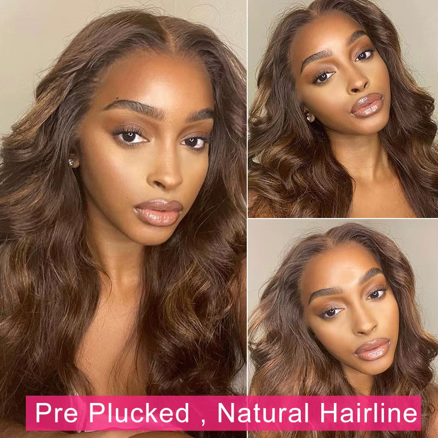 Chocolate Brown 13X6 HD Lace Front Human Hair Wigs for Women Brazilian Body Wave 4X4 13X4 Full Lace Frontal Wigs 100% Human Hair