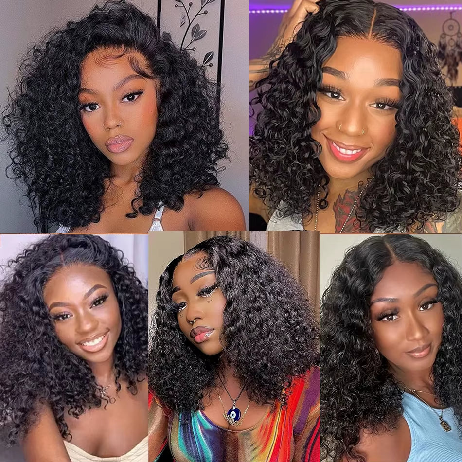 250Density Loose Water Wave Wet and Wavy HD Lace Frontal Brazilian Human Raw Hair Tissage Wig Curly Bob Glueless Cheveux Humain