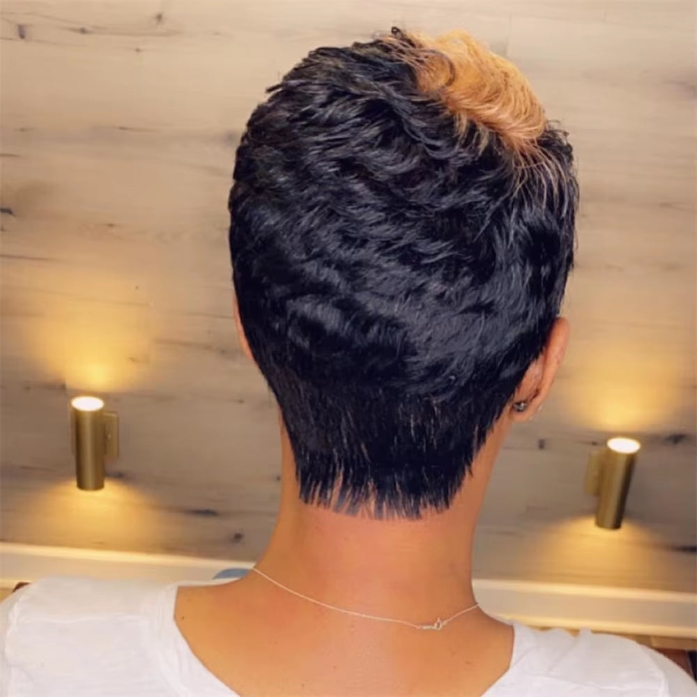Pixie Cut Wig for Black Women Full Machine Made Wigs Short Layered Human Hair Wigs Pixie Cut Wigs Brazilian Remy Hair Wigs 1B30