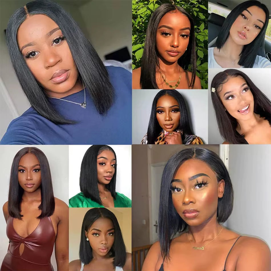 12A Malaysian Straight Bundles with Closure 3 Bundles with Closure Unprocessed Virgin Short Bob Tissage Bouclé Cheveux Humain