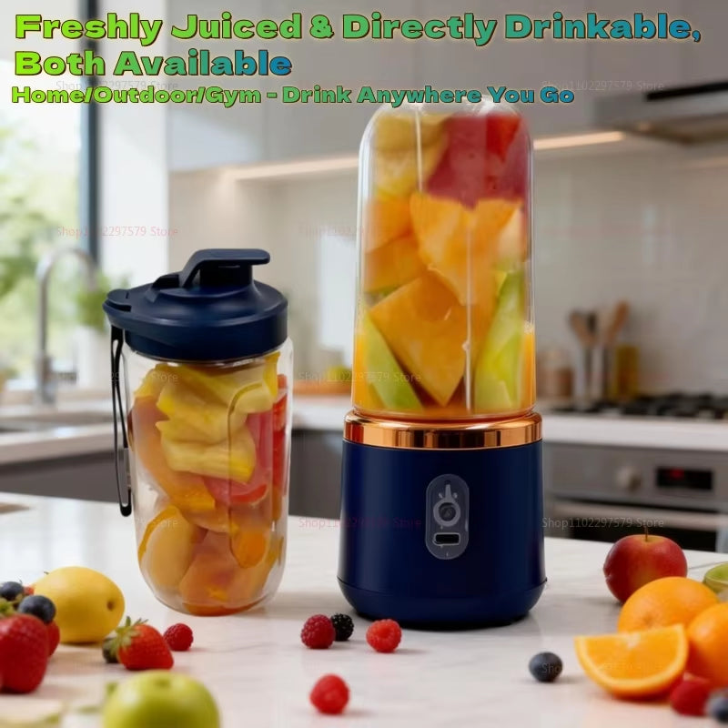 Double Cup Portable Blender USB Juicer Fruit Mixer for Smoothies Milkshakes and Juices Compact Food Processor Orange Juicer