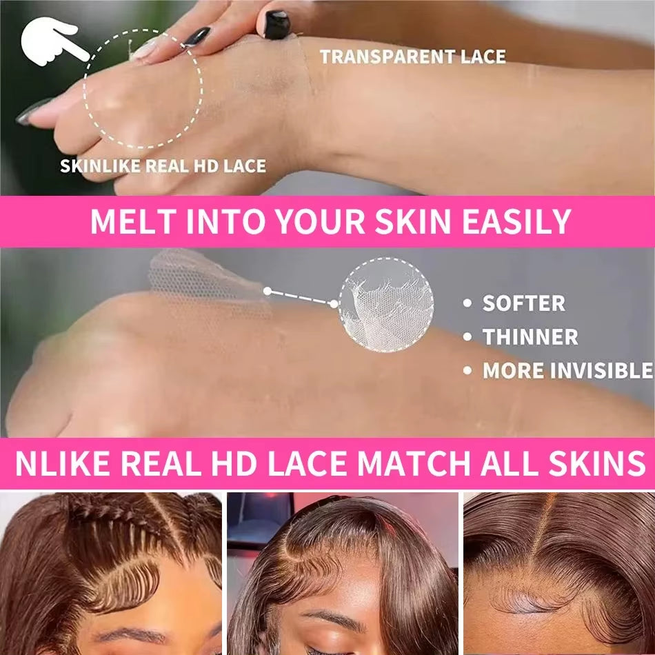 Chocolate Brown 13X6 HD Lace Front Human Hair Wigs for Women Brazilian Body Wave 4X4 13X4 Full Lace Frontal Wigs 100% Human Hair