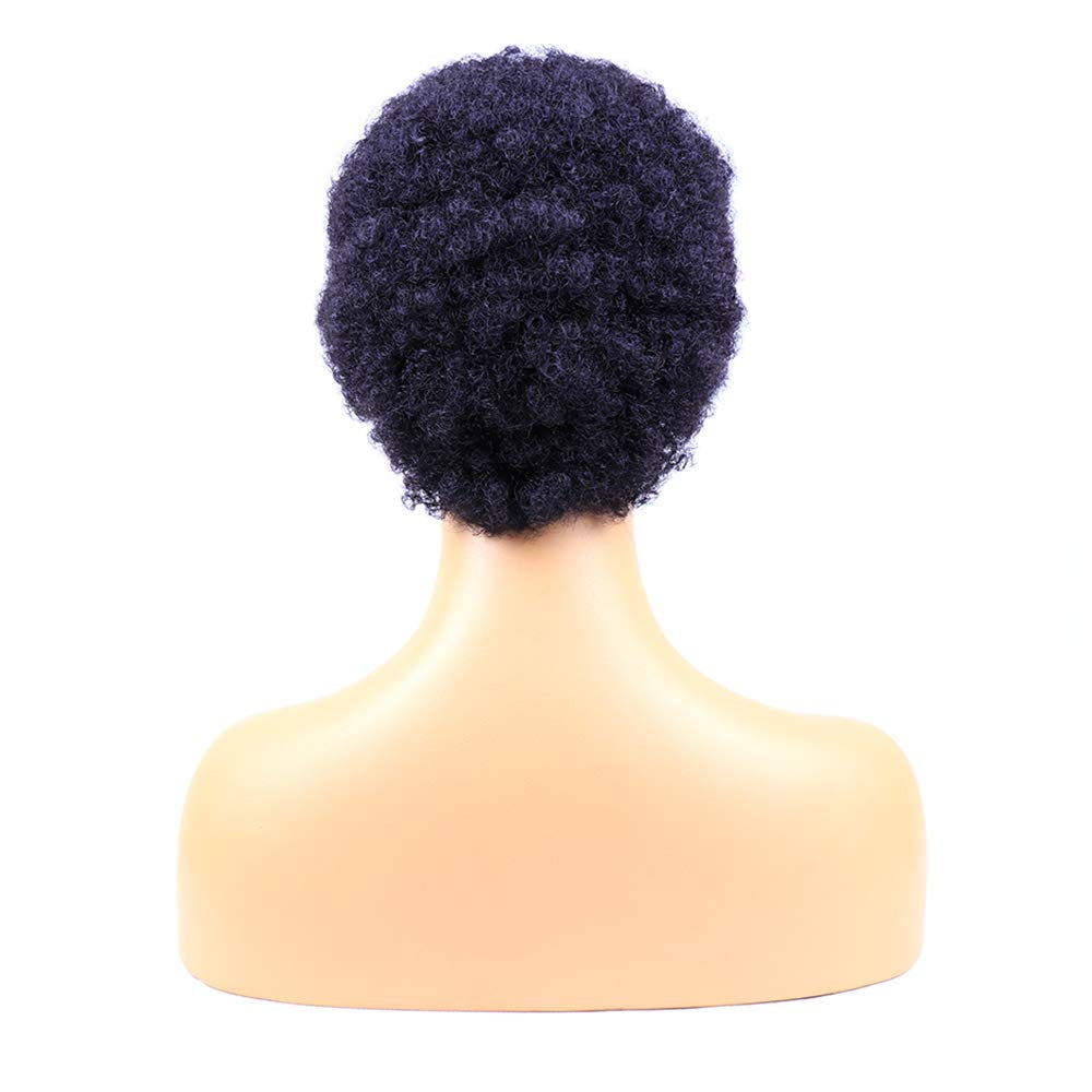 Short Afro Kinky Curly Wigs - 100% Human Hair Pixie Cut Wigs, Brazilian Virgin Hair, Natural Color