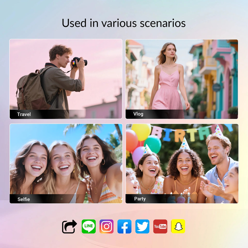 64MP 5K Autofocus Digital Camera with Wifi and App Control, 16X Zoom, Anti-Shake, and Flash – Compact Vlogging and Travel Camera with SD Card and 2 Batteries