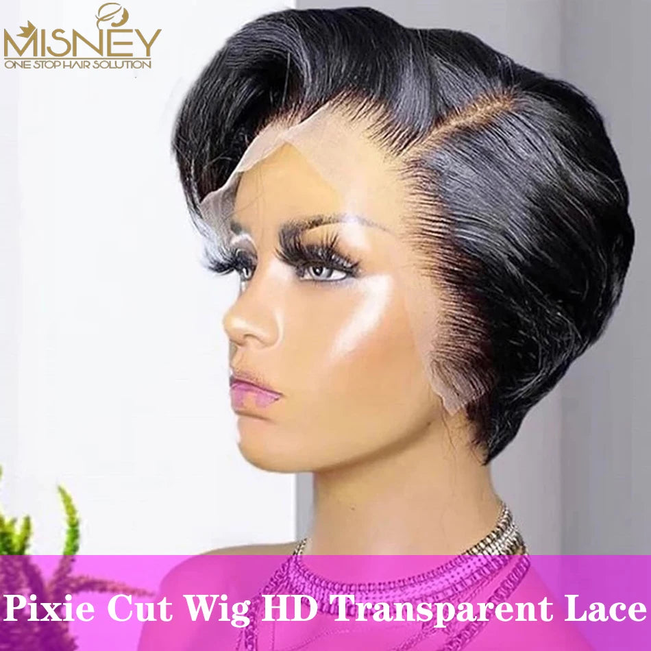 Short Bob Wig Pixie Cut Wig 13X1 T Part Lace Human Hair Wigs for Women Brazilian Remy Hair Straight Cheap Human Hair Wigs