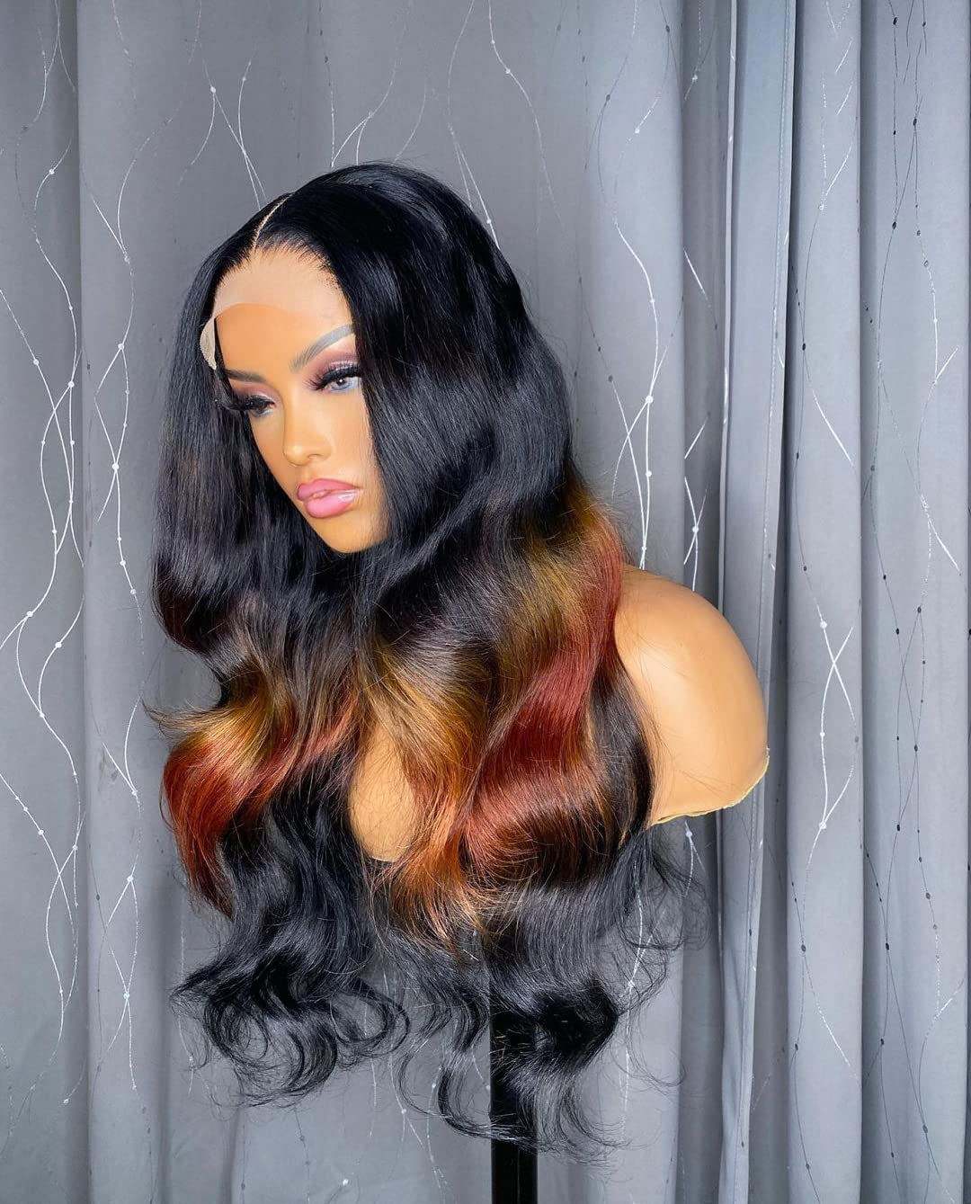 150% Density Ombre Orange Ginger Human Hair Wig 13X4 Lace Front Wigs Human Hair Colored Wig, Rainbow Lace Front Wigs Body Wave Transparent Lace Front Wigs(24 Inch,Ombre Orange Ginger)