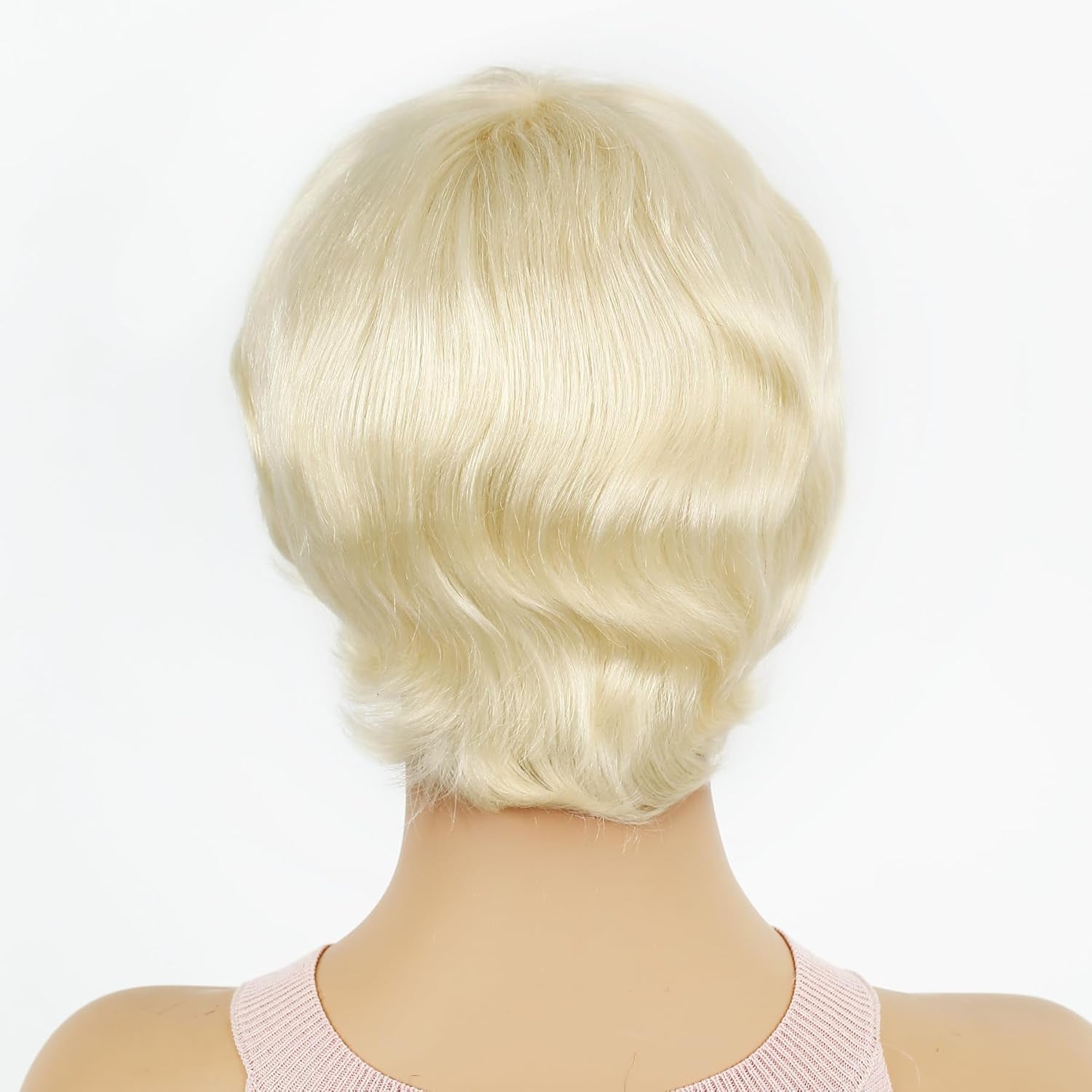 Human Hair Pixie Cut Wigs for Black Women with Bangs Human Hair Wigs for Black Women with Natural Color Glueless Wigs Human Hair Layered Short Bob Wig Human Hair (Blonde)