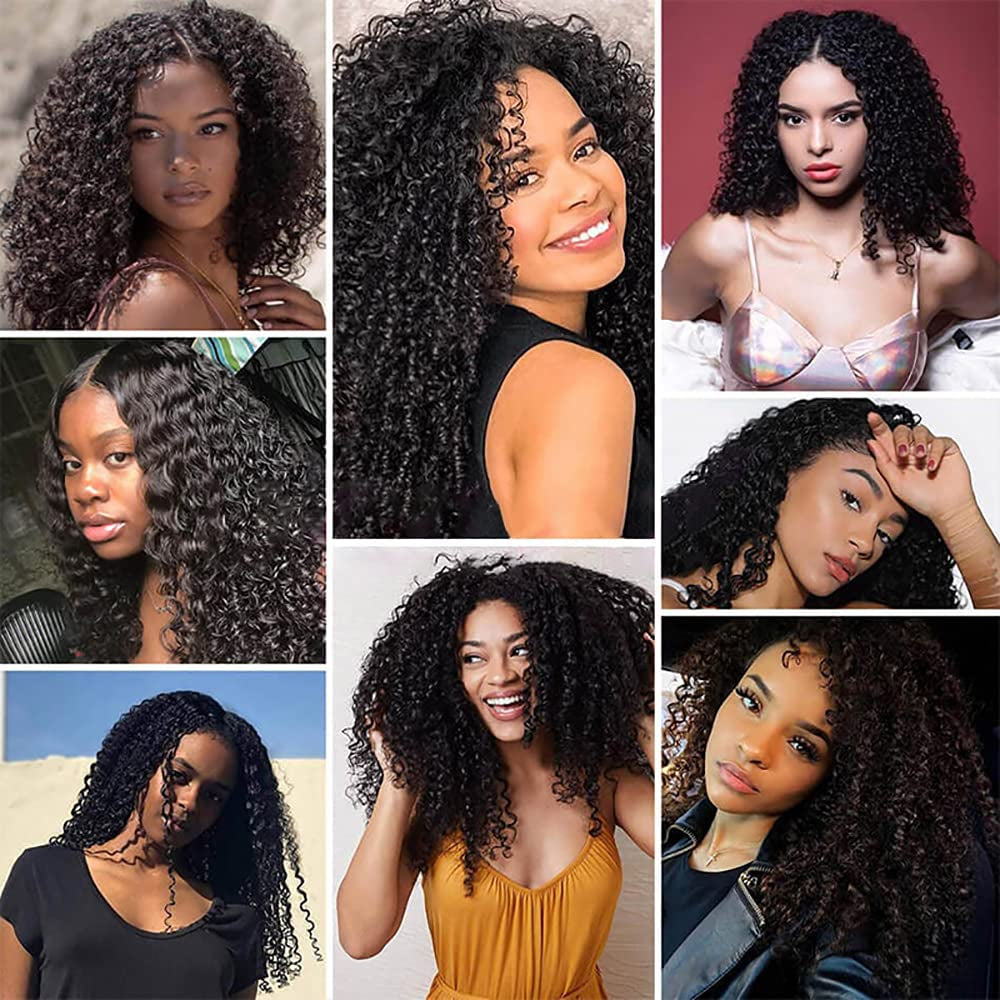 Kinky Curly Lace Front Wigs Human Hair 28 Inch Curly Wigs Human Hair 4X4 Lace Closure Kinky Curly Wigs Bleached Knots Middle Part Natural Black Color Pre Plucked with Natural Hairline