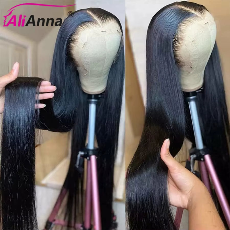360 Full Lace Wig Human Hair Pre Plucked 13X6 Transparent Lace Front Wig 34 36 Inch Bone Straight Human Hair Wigs for Women