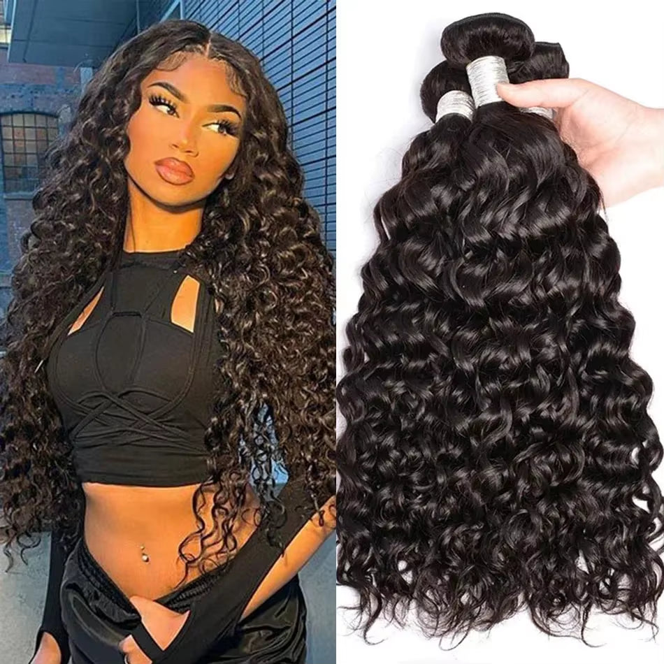 100% Unprocessed Malaysian Remy Human Hair Weave Extensions Curly Deep Wave Hair Bundles Cheveux Humain 12A Water Wave Bundles