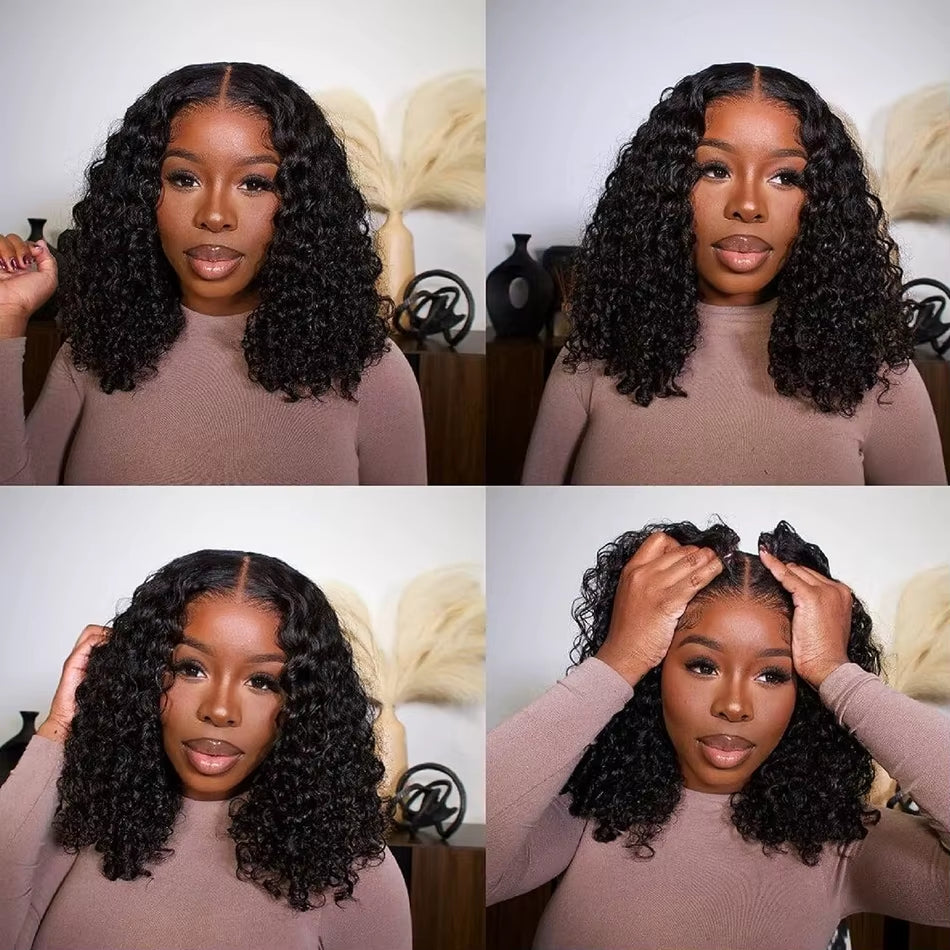 250Density Loose Water Wave Wet and Wavy HD Lace Frontal Brazilian Human Raw Hair Tissage Wig Curly Bob Glueless Cheveux Humain