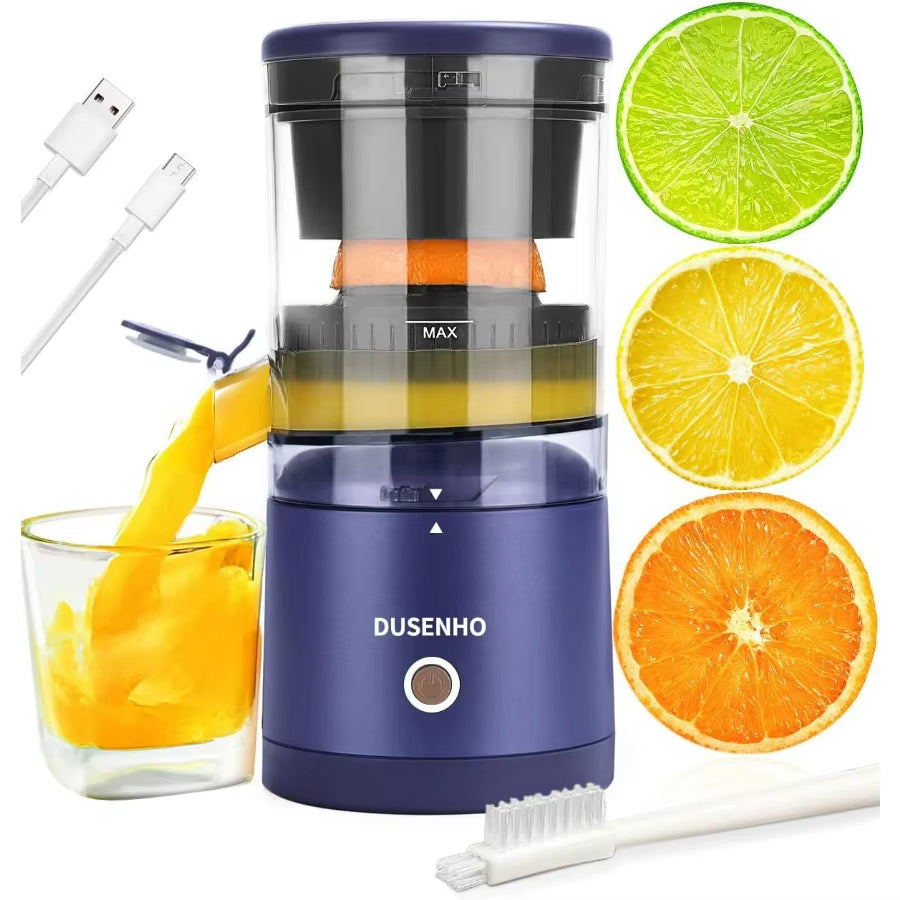 Citrus Juicer Machines Rechargeable - Portable Juicer with USB and Cleaning Brush for Orange, Lemon, Grapefruit