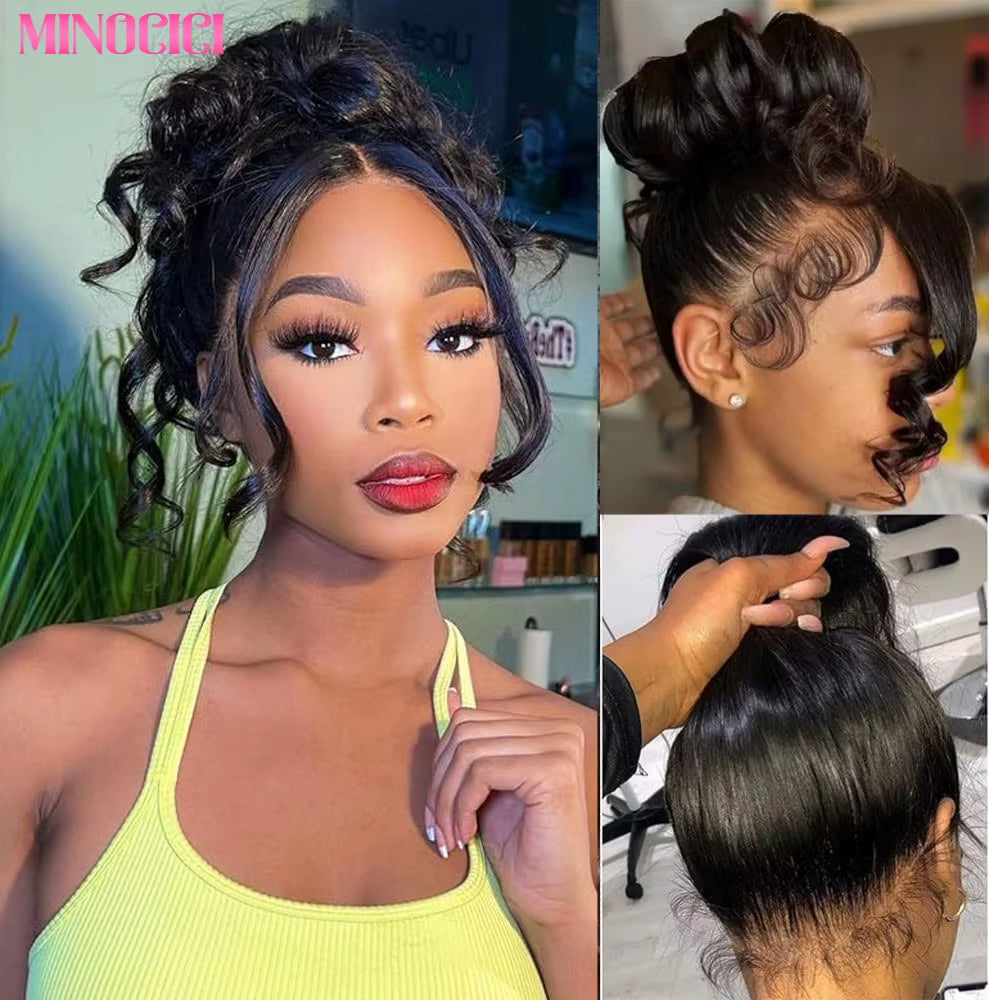 200% Density 360 Full Lace Frontal Wig Human Hair with Drawstring Nature Black Body Wave Human Hair Wig Hidden Strap Pre Plucked