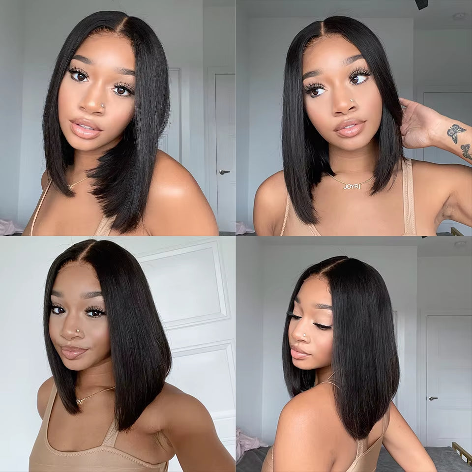 12A Malaysian Straight Bundles with Closure 3 Bundles with Closure Unprocessed Virgin Short Bob Tissage Bouclé Cheveux Humain