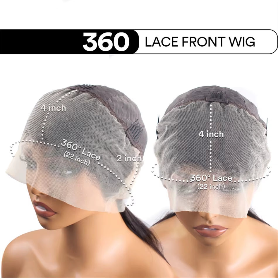 200% Density 360 Full Lace Frontal Wig Human Hair with Drawstring Nature Black Body Wave Human Hair Wig Hidden Strap Pre Plucked