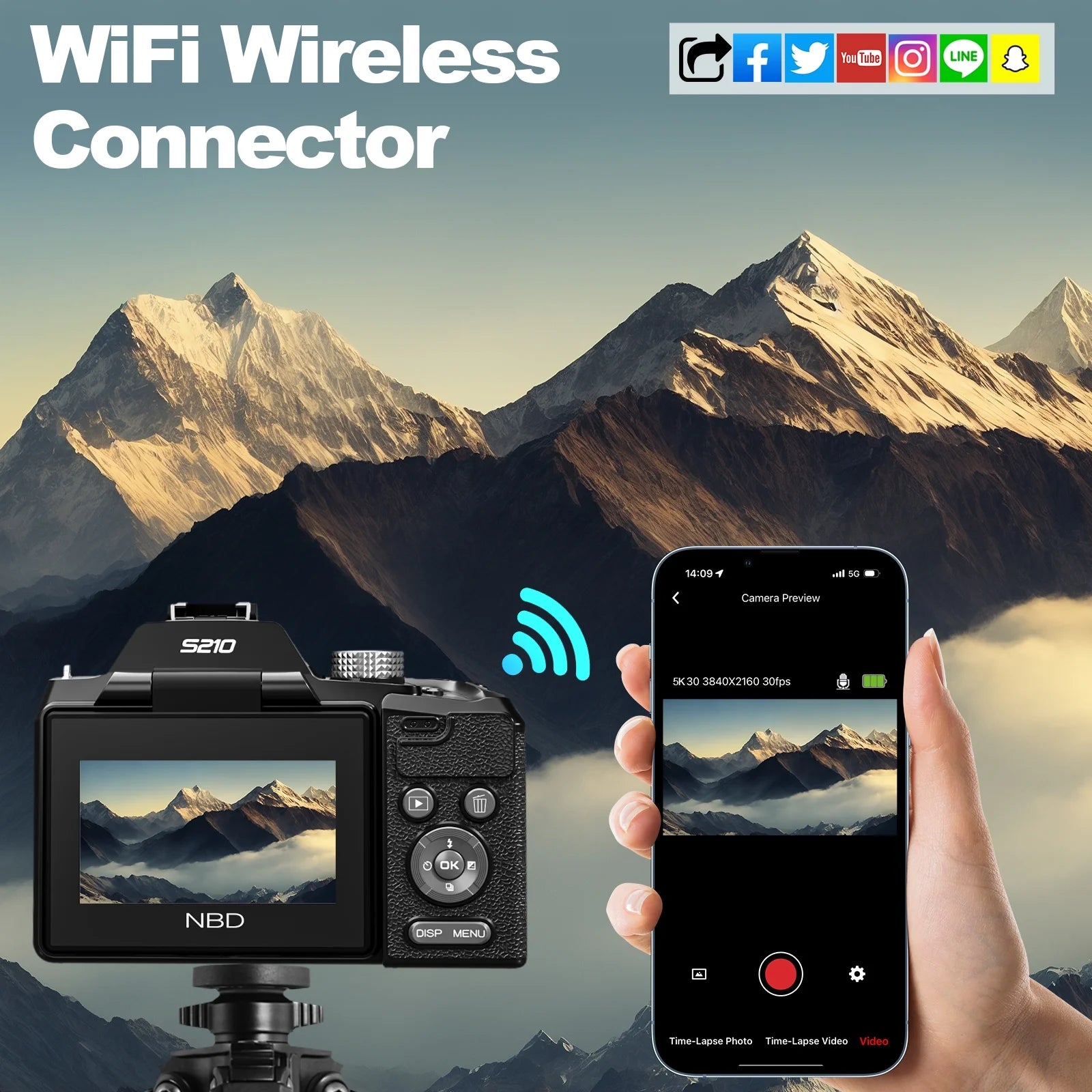 Digital Camera 5K 64MP 16X Optical Zoom Camera for Photography with 32GB TF Card