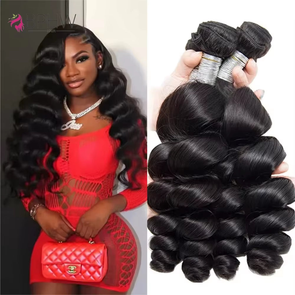 12A Loose Wave Bundles 100% Human Hair Extensions Malaysian Hair Weave Tissage Cheveux Humain Wave 1 3 4 Bundles for Black Women